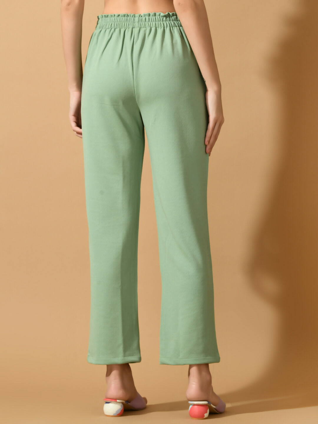 Myshka Women's Green Straight Fit Party Trouser