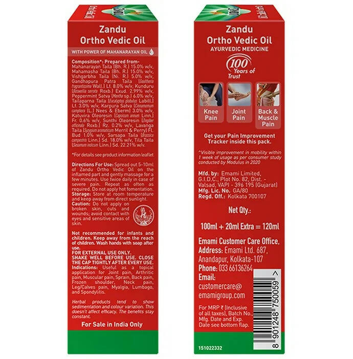 Zandu Ortho Vedic Knee & Joint Pain Oil - Distacart