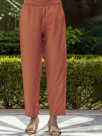 The52 Orange Women's Gorgeous Embroidered Rayon Fabric with Straight Kurta, Pant and Dupatta Set - Distacart