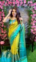 DEIANA'S Beautiful Designer Golden zari Soft Lichi Silk Saree - Yellow