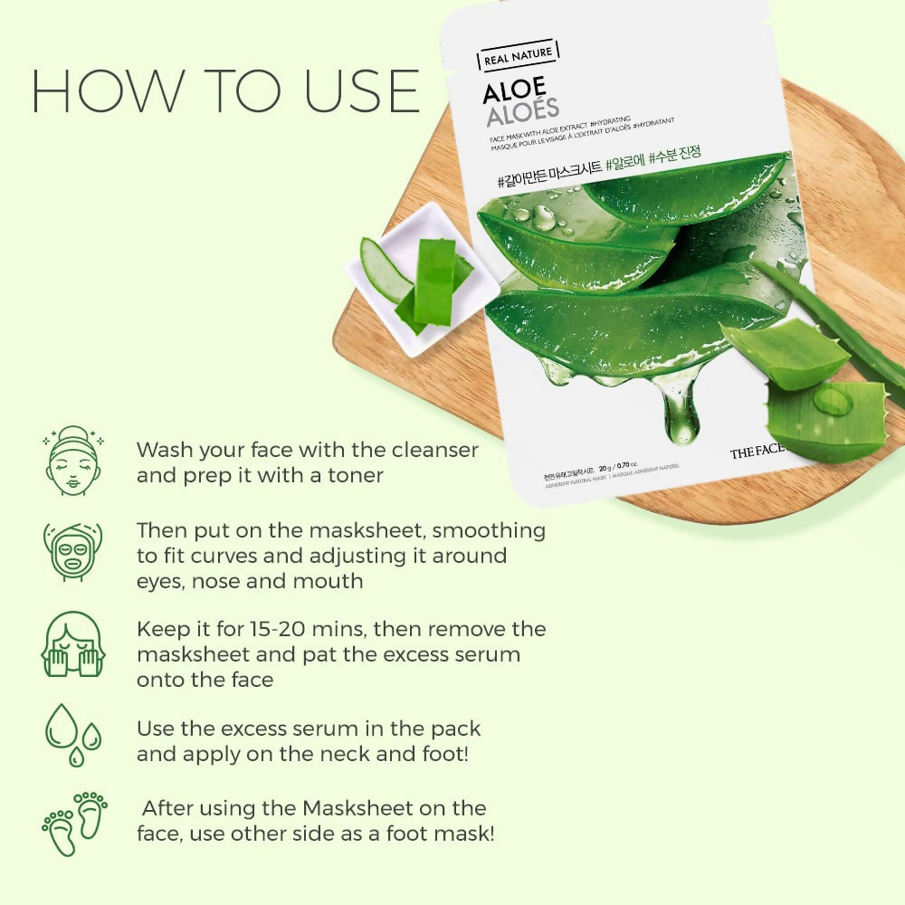 The Face Shop Real Nature Aloe Face Mask - Distacart