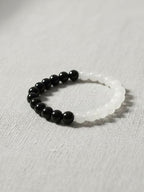 NVR Unisex Black & White Crystal Beaded Bracelet - Distacart