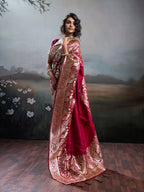 Shree Shyam Fashion Maroon Silk Blend Saree - Distacart