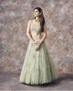 Jyoti Fashion Catching Aqua Green 3MM Sequin with Jari Embroidered Net Lehenga Choli with Dupatta