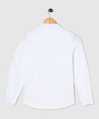 Manet Boys Mandarin Collar Full Sleeves Melange Shirt - White