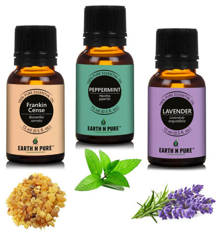 Earth N Pure Essential Oils (Frankincense, Peppermint & Lavender) Combo