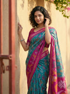 Shree Shyam Fashion Sky Blue Pochampally Silk Saree - Distacart