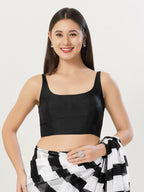 Joban Fashion Women Jacquard Black Stitched Blouse