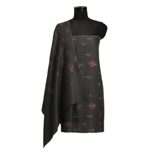 Nizalia Handmade Paper Mache Soozni Work Dark Grey Pashmina - Limited Time Offer