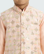 Joban Fashion Kids Island Traditional with a modern touch Nehru Jacket Full Sleeves Kurta, Pyjama Set - Peach - Distacart