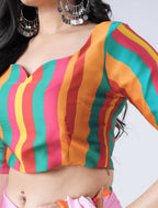 Vastranavya Baby Pink Ready to Wear Festive Print Free Hand Saree