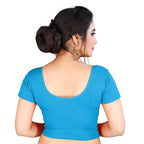 Vamika Sky Blue Lycra Plain Blouse - Distacart