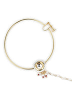 Gold-Plated White Kundan Studded Beaded Nosepin - Ruby Raang - Distacart