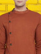 Even Apparels Men's Asymetrical Brown Sherwani Kurta