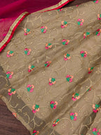 Jyoti Fashion Beautiful Beige Organza Silk Embroidered Kids Lehenga Choli Set