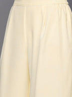 Ahalyaa Peach-Coloured & Blue Printed Striped Asymmetric Taselled Kaftan Kurta Palazzos - Distacart