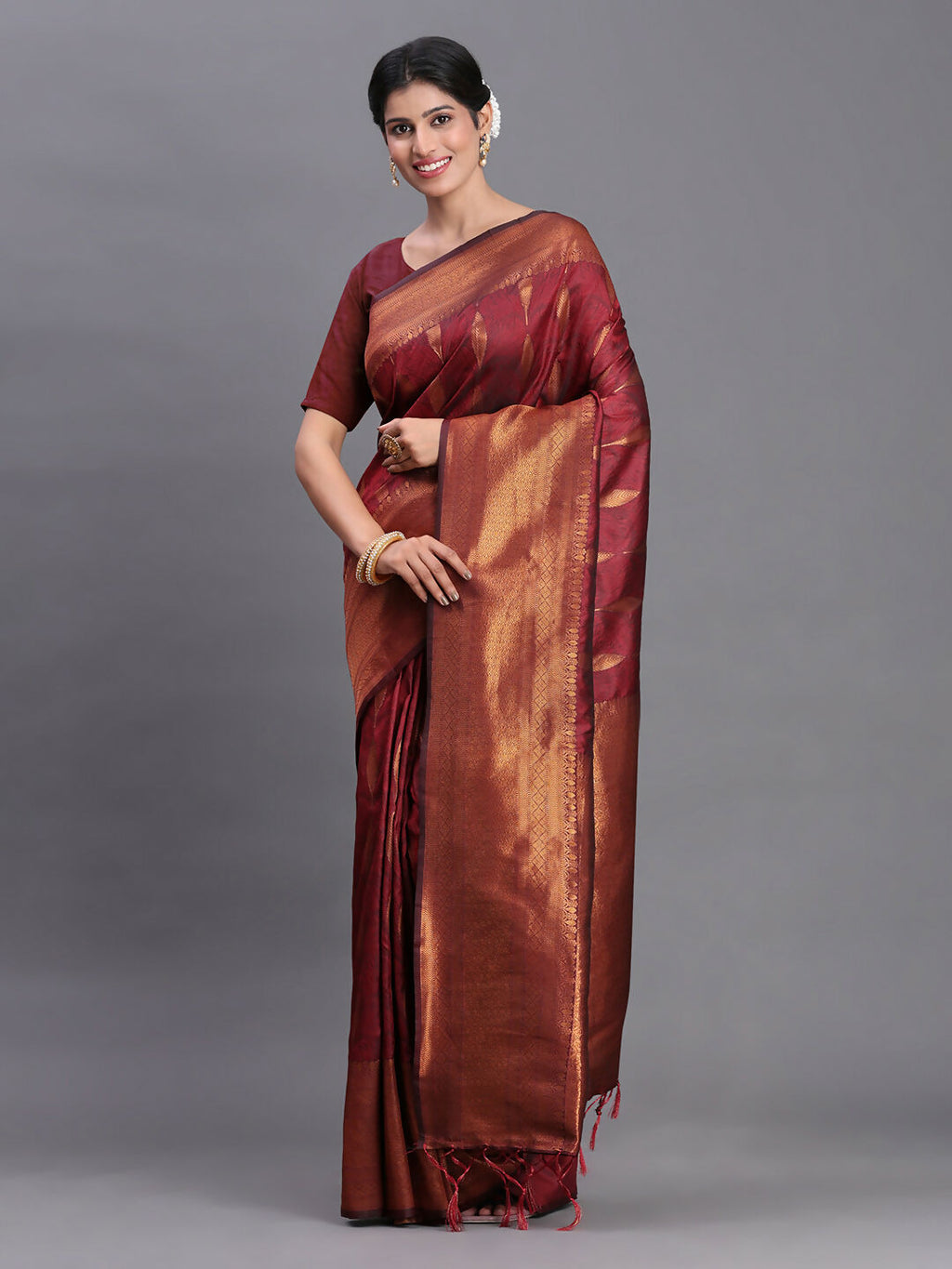 Shree Shyam Fashion Silk Maroon Saree - Distacart