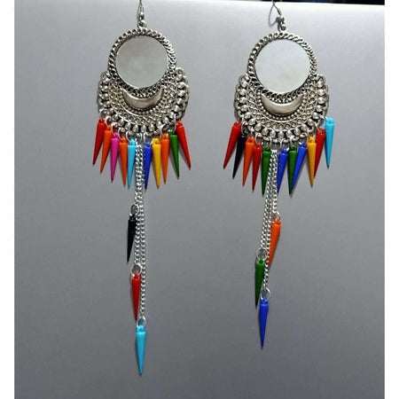 MS Fashion India Party Wear Fashion Chandbali Hanging Multicolor Pearls Long Earrings