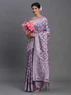 Shree Shyam Fashion Linen Cotton Violet Saree - Distacart