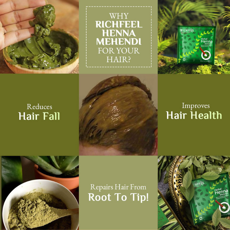 Richfeel Henna Mehendi Powder – Natural Hair Color & Conditioner