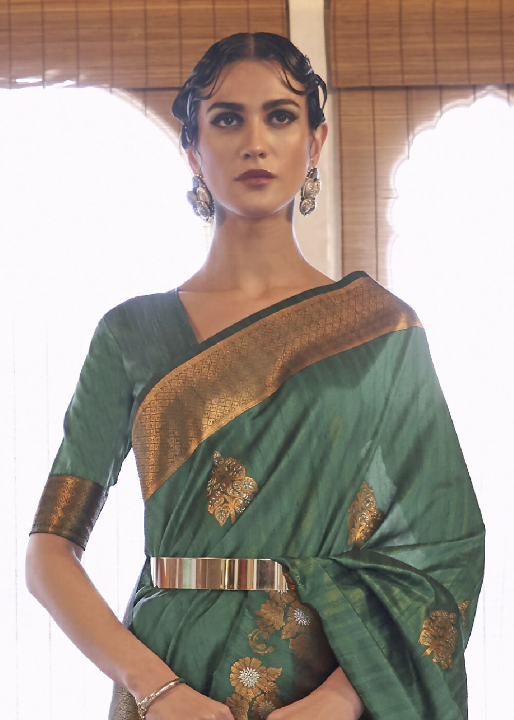 Unique Green Tussar Banarasi Silk Designer Saree - Emponline