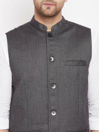 Even Apparels Grey Merino Men Woven Nehru Jacket PW685 - Distacart
