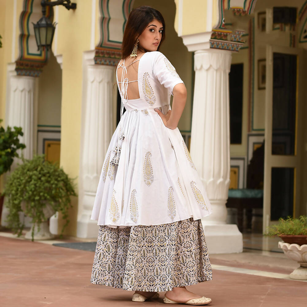 PartyWear Designer White Pure Maslin Palazzo Suit - Anbazaar - Distacart