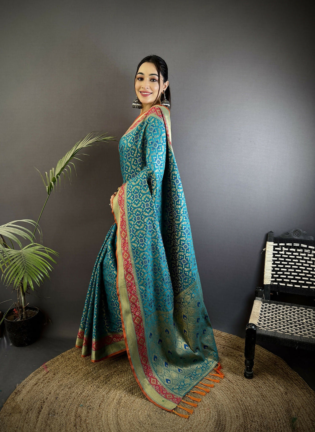 Joban Fashion Aqua Blue Patola Soft Silk Patola Saree - Distacart