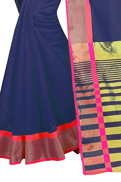 Vamika Weaving Blue Cotton Silk Saree - Distacart