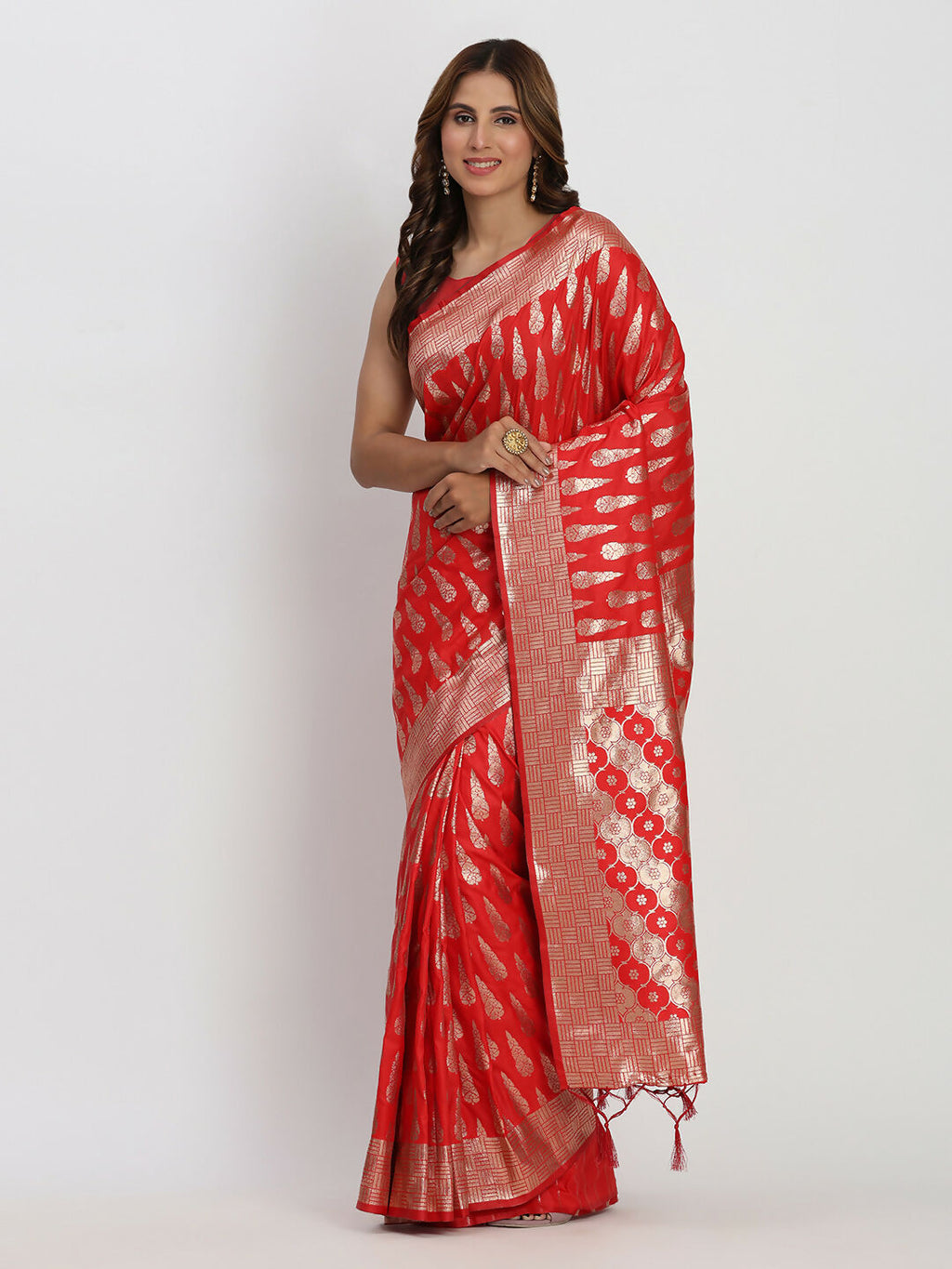 Shree Shyam Fashion Banarasi Silk Red Saree - Distacart