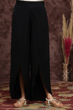 Juniper Women Black Rayon Dobby Woven - Dobby Tulip Dhoti Pant - Distacart