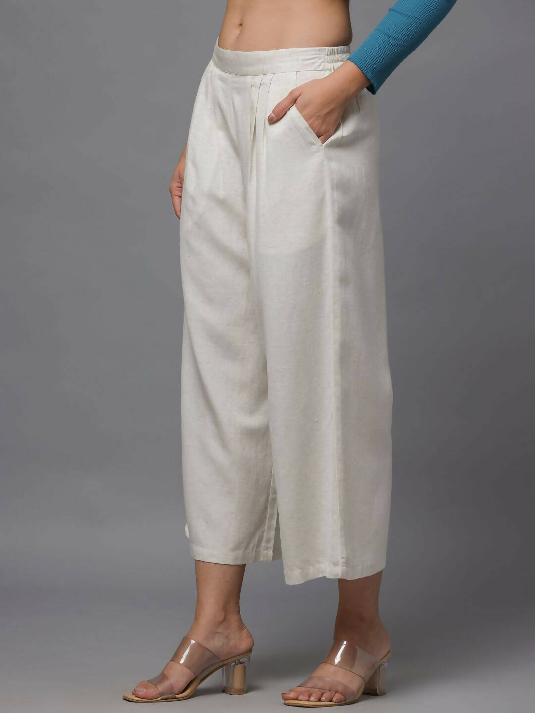 Juniper Women's Natural Solid Wide Leg Palazzo - Distacart