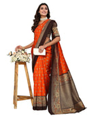 Vamika Orange Printed Art Silk Saree