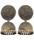 Mominos Fashion Joharkamal Gold-Plated Meenakari Jhumkas For Women & Girls (Black) - Distacart