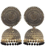 Mominos Fashion Joharkamal Gold-Plated Meenakari Jhumkas For Women & Girls (Black) - Distacart