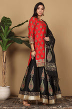 Joban Fashion Red Silk Lehenga Set