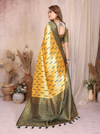 Aastha Fashion Yellow Tissue Silk Paithani Woven Saree - Distacart
