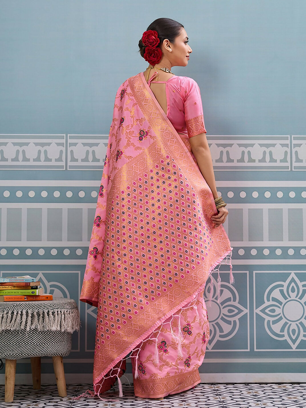 Shree Shyam Fashion Light Pink Silk Saree - Distacart