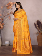 Joban Fashion Banarasi Orange Woven Soft Silk Saree - Distacart