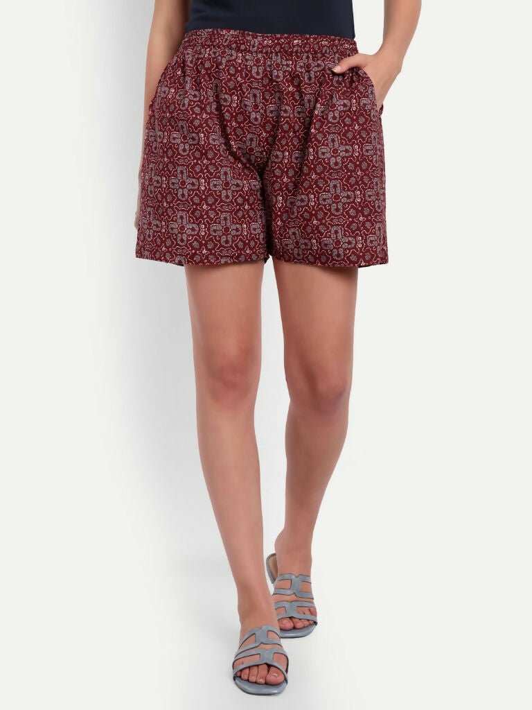 Alvano Printed Maroon Boxer Shorts