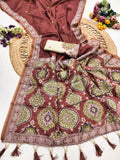 Vastranavya Maroon Muga Cotton Meenakari & Azarakh Pallu Saree with Contrast Blouse - Distacart