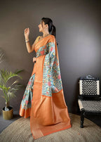 Joban Fashion Multi-Color Floral Digital Print Soft Lichi Silk Paithani Saree - Distacart