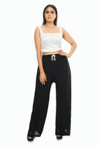 Mominos Fashion Moeza Reyon Cotton Black Cut Work Palazzo