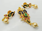 Multicolor AD Peacock Pendant Set