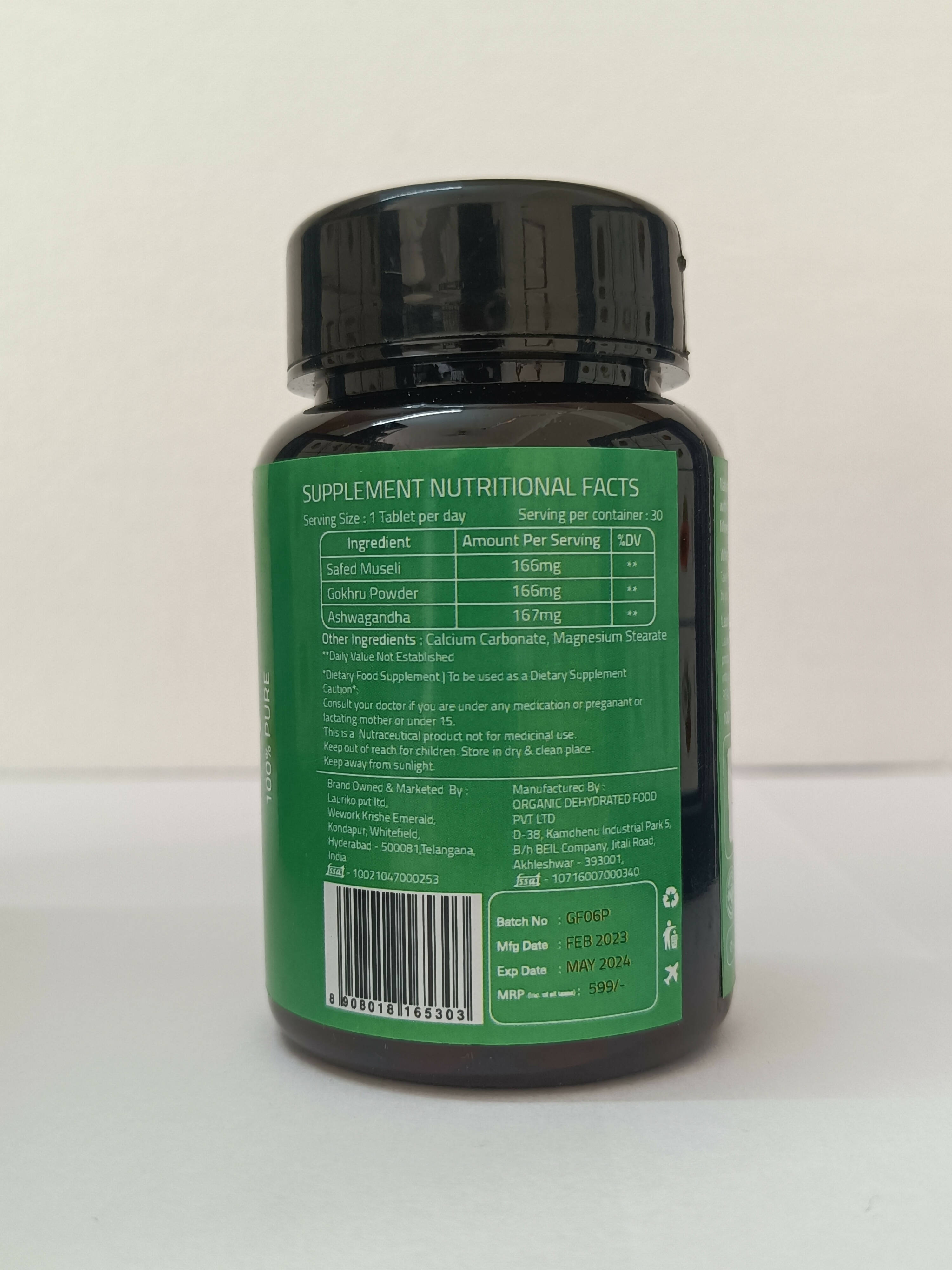 Laurik Perfomax Safed Musli, Ashwagandha, Gokhru Tablets | Supports Strength And Vitality - Distacart