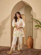 Joban Fashion Women Cream Roman Silk Embroidered Stitched Kurta Set - Distacart