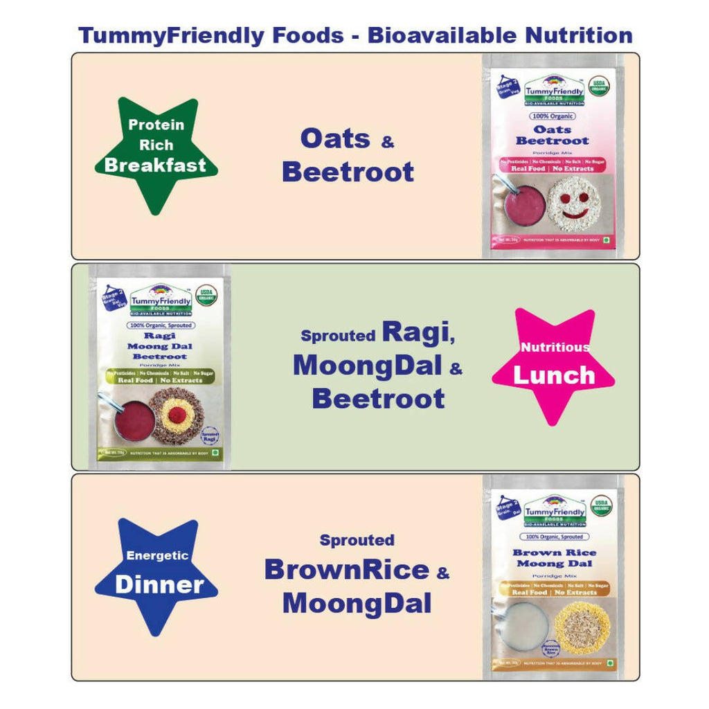 TummyFriendly Foods Stage1, Stage2 Porridge Mixes - Trial Packs Combo - Distacart