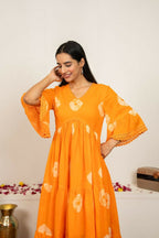 Joban Fashion Orange Tie & Dye Cotton Dress - Distacart