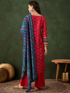 Sangria Embroidered Kurta & Palazzo With Dupatta