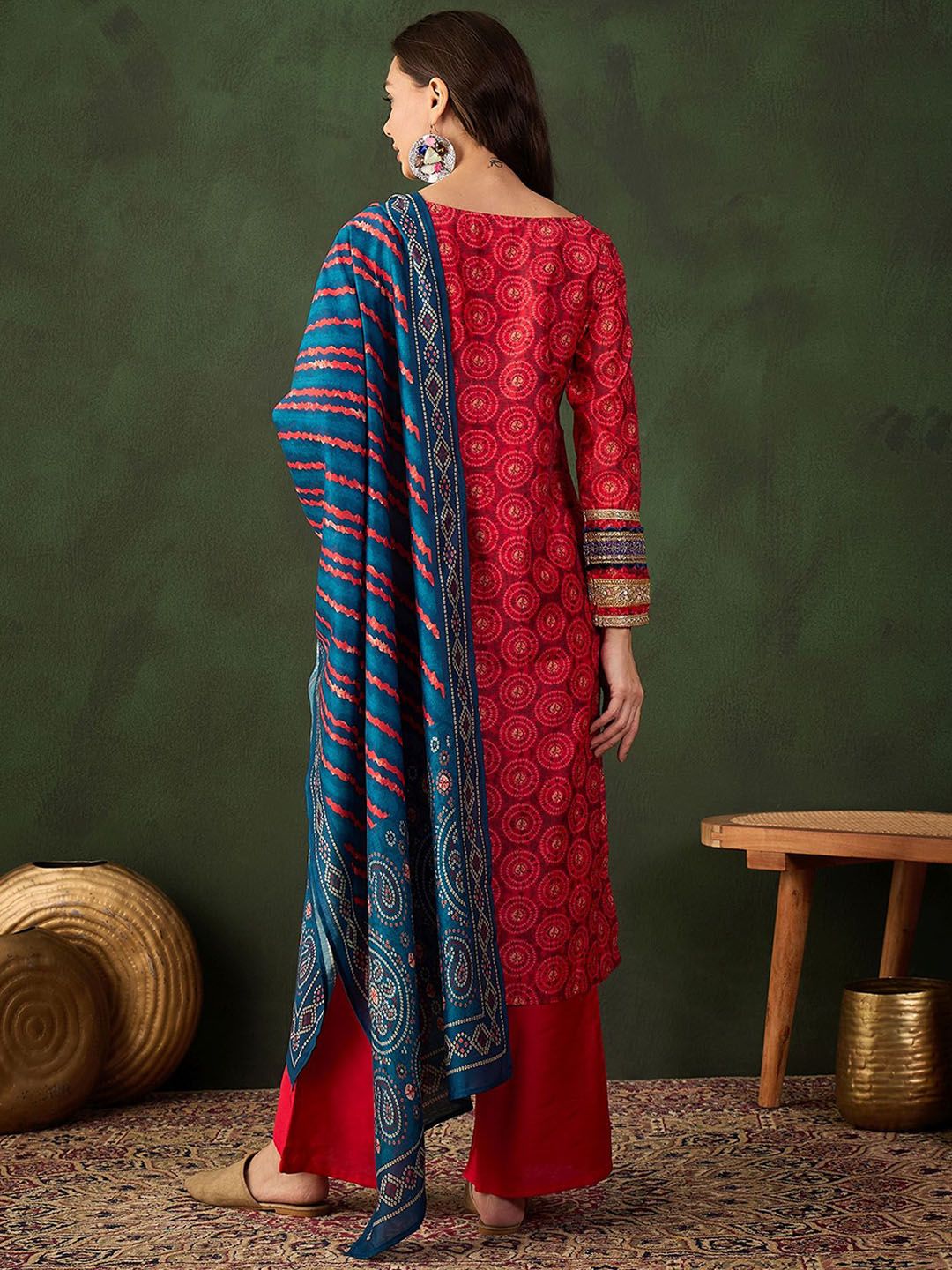 Sangria Embroidered Kurta & Palazzo With Dupatta